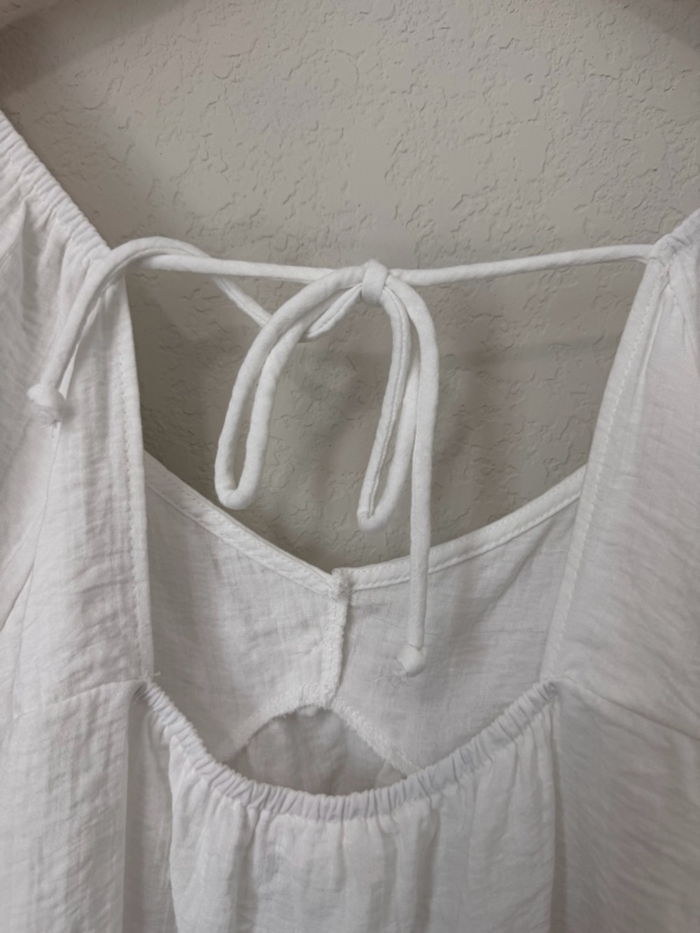KIRIOUS White Puff Sleeve Crop Top Boho Babydoll Ruffle Blouse Size L - Picture 6 of 10